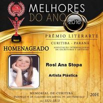 Artista Plástica Zystopa PRÊMIO MELHORES DO ANO 2016,PELO MEMORIAL DE CURITIBA