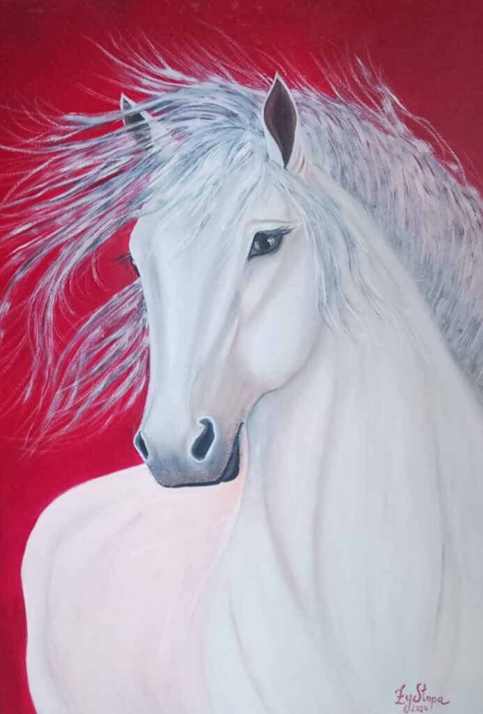 Pintura Artista Plástica ZyStopa Cavalo Branco - 1